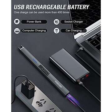 FUKKUDA USB Rechargeable Electric Candle Lighter - Windproof & Safe