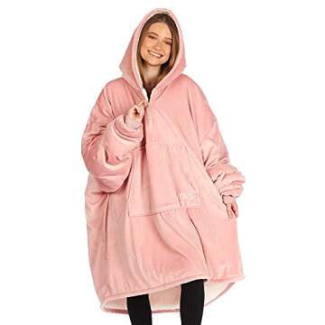THE COMFY Original Quarter-Zip | Floor Length Sherpa Lined Microfiber Fleece Wearable Blanket, Overs...