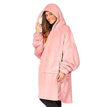 THE COMFY Original Quarter-Zip | Floor Length Sherpa Lined Microfiber Fleece Wearable Blanket, Oversized Design with Hood and Pocket, From Shark Tank, for Women & Men, Warm and Cozy Gifts