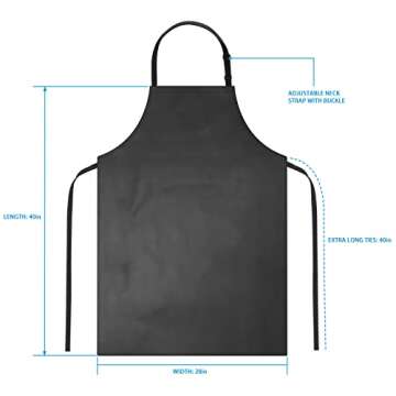 2 Pack Waterproof Rubber Vinyl Apron 40 Inch Chef Aprons for Men Heavy Duty Chemical Work Apron Extr...