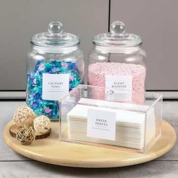 Stylish Glass Jars and Dryer Sheet Holder Set for Organizing