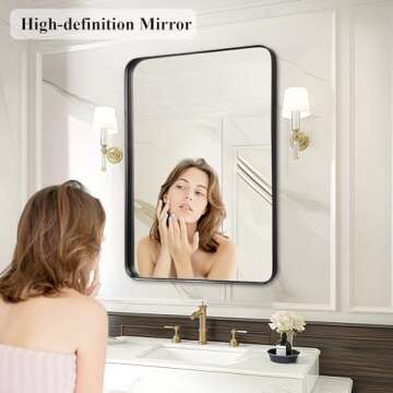 Fabuday Bathroom Mirror - 24x32 Inch Rectangle Black Framed