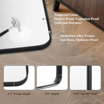 Fabuday Bathroom Mirror - 24x32 Inch Rectangle Black Framed