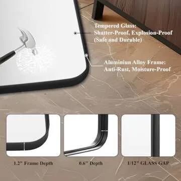 Fabuday Bathroom Mirror - 24x32 Inch Rectangle Black Framed