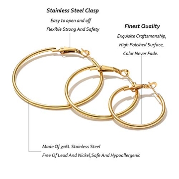 Stylish 6 Pairs Hypoallergenic Gold Silver Hoop Earrings
