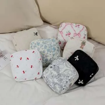 Stylish Small Quilted Cotton Makeup Bag for Travel