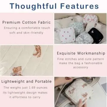 Stylish Small Quilted Cotton Makeup Bag for Travel