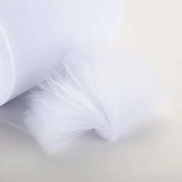 Tulle Rolls 6” by 100 Yards (300 feet) Tulle Roll Spool Fabric for DIY Tutu Skirts Wedding Baby Shower Crafts Decorations Party Supplies (White)