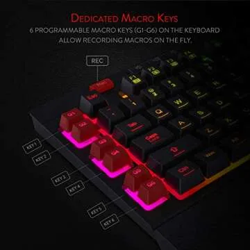 Redragon K512 Shiva RGB Backlit Membrane Gaming Keyboard with Multimedia Keys, Linear Mechanical-Fee...