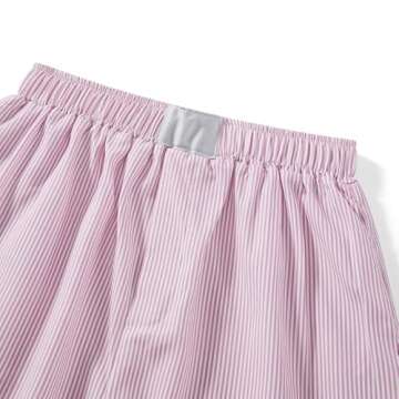 Cute Stripe Lounge Shorts for Women Casual Plaid Pajama Shorts Elastic Low Waist Sleep Boxer Shorts Summer(08-Basic Stripe Pink,S)