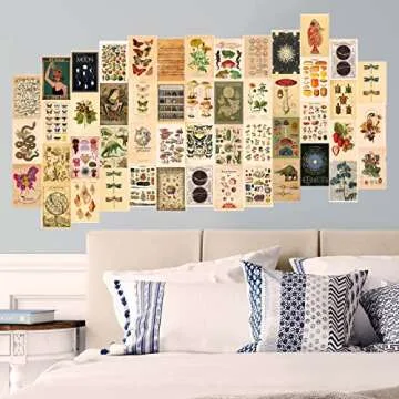 TRAMIN 100 PCS Vintage Posters, Collage Kit Aesthetic Pictures, Cottagecore Room Decor for Bedroom, Cute Dorm Photo Wall Decor for Teen Girls, Botanical Wall Art…
