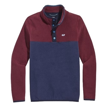 Vineyard Vines Boys' Color Blocked Quarter-Snap in Crimson