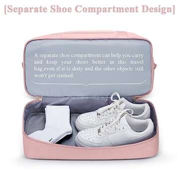 Travel Duffel Bag with Shoes Compartment, Weekender Overnight Bag for Women,Carry on Personal Item Bag,Gym Bag with Toiletry Bag