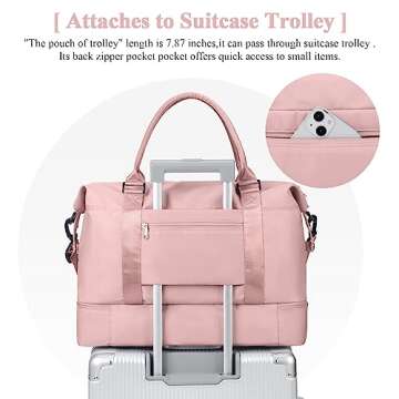 Travel Duffel Bag with Shoes Compartment, Weekender Overnight Bag for Women,Carry on Personal Item Bag,Gym Bag with Toiletry Bag