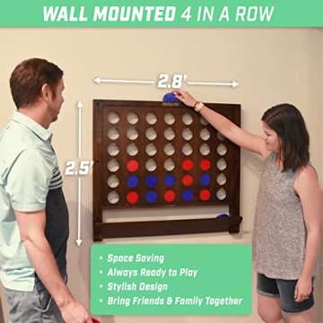GoSports Wall Mounted Giant 4 in a Row Game - Jumbo 4 Connect Family Fun with Coins