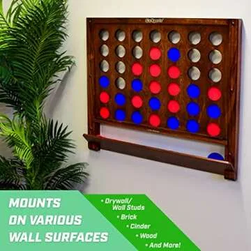 GoSports Wall Mounted Giant 4 in a Row Game - Jumbo 4 Connect Family Fun with Coins