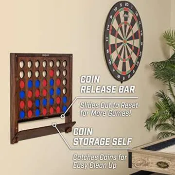 GoSports Wall Mounted Giant 4 in a Row Game - Jumbo 4 Connect Family Fun with Coins