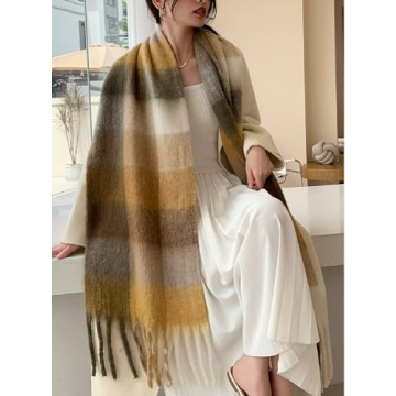 Wander Agio Warm Plaid Scarf for Stylish Winter Wear