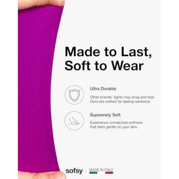 sofsy Italian-Made Fuchsia Hot Pink Tights for Women | Ultra Soft Solid Color Pantyhose for Cosplay | Opaque High Waist, Run-Resistant - Small