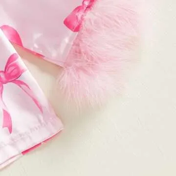 Twopumpkin Toddler Girl Valentines Day Satin Silk Pajamas 2 Piece Pajama Set Little Kid Girls Pjs Nightgown Outfit (Valentines Love Heart Bow Pink, 5-6 Years)