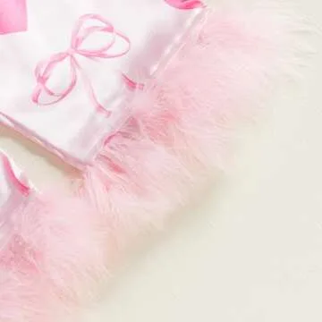 Twopumpkin Toddler Girl Valentines Day Satin Silk Pajamas 2 Piece Pajama Set Little Kid Girls Pjs Nightgown Outfit (Valentines Love Heart Bow Pink, 5-6 Years)