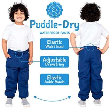 JAN & JUL Baby Toddler Boy Girl Unisex Waterproof Pants Puddle-Dry Rain Pants (Single Layer: Black, ...