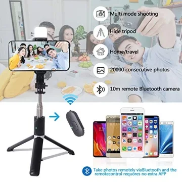 Portable Selfie Stick & Tripod with Fill Light