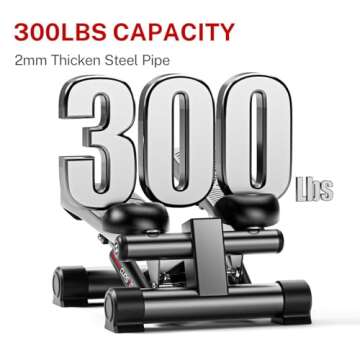 CURSOR FITNESS Steppers for Exercise, Mini Stair Stepper, Desk Step Machine with Dual Resistance Bands, Full Body Cardio Workout Equipment, 300 LBS Capacity for Home Exercise