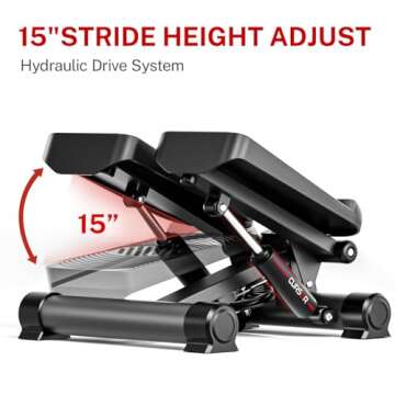 CURSOR FITNESS Steppers for Exercise, Mini Stair Stepper, Desk Step Machine with Dual Resistance Bands, Full Body Cardio Workout Equipment, 300 LBS Capacity for Home Exercise