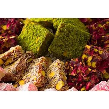 Cerez Pazari Turkish Delight Pistachio and Hazelnut with Fantastic Rose & Pomegranate Flavour Experience in Luxury Large Gift Box 500g | Assorted Gourmet, Sweet Vegan Traditional Lokum (16-20 Pcs)