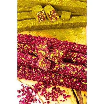 Cerez Pazari Turkish Delight Pistachio and Hazelnut with Fantastic Rose & Pomegranate Flavour Experience in Luxury Large Gift Box 500g | Assorted Gourmet, Sweet Vegan Traditional Lokum (16-20 Pcs)