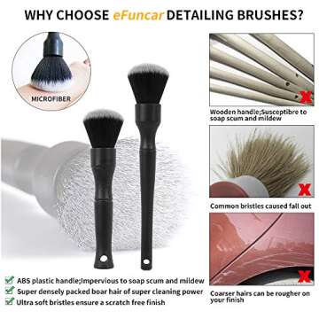 eFuncar Car Detailing Brush Kit - Premium Microfiber Cleaning Set for Vehicle Care