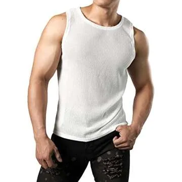 JOGAL Men's Mesh Fitted Sleeveless Muscle Tank Top