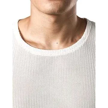 JOGAL Men's Mesh Fitted Sleeveless Muscle Tank Top