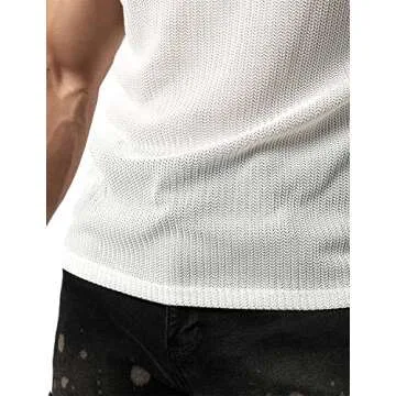 JOGAL Men's Mesh Fitted Sleeveless Muscle Tank Top