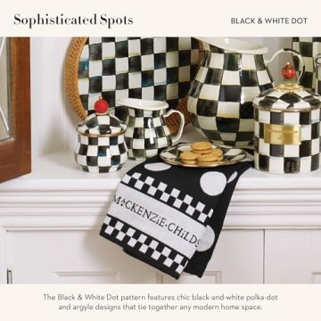 MACKENZIE-CHILDS Cotton Dish Towel, Cute Decorative Kitchen Dish Towel for Cleaning and Home Decor, Set of 3, Black-and-White Dot