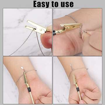 SAVITA 2pcs Hands Bracelets Helpers Bracelets Assistant Clips Jewelry Fastening Tool Jewelry Assistant Stick Adjusting Tool for Jewelry Bracelets Watch Necklace Keychain Clasps (Gold)