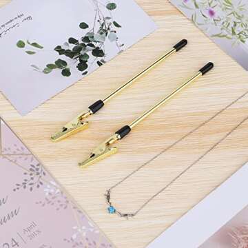 SAVITA 2pcs Hands Bracelets Helpers Bracelets Assistant Clips Jewelry Fastening Tool Jewelry Assistant Stick Adjusting Tool for Jewelry Bracelets Watch Necklace Keychain Clasps (Gold)