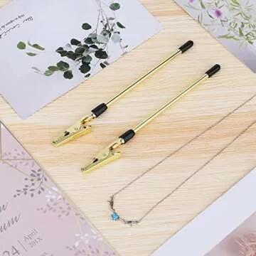 SAVITA 2pcs Hands Bracelets Helpers Bracelets Assistant Clips Jewelry Fastening Tool Jewelry Assistant Stick Adjusting Tool for Jewelry Bracelets Watch Necklace Keychain Clasps (Gold)