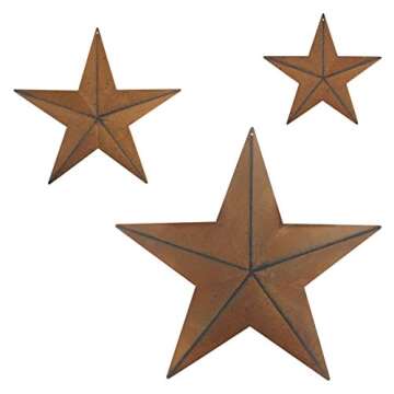 CVHOMEDECO. Primitives Rustic Antique Vintage Gifts Metal Barn Star Wall/Door Decor, 12/8/5.5 Inch, ...