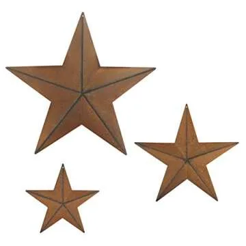 Rustic Metal Barn Star Decor Set - 3 Sizes, 3 PCS