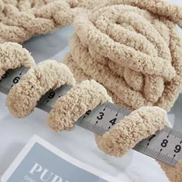 HOMBYS Khaki Chunky Chenille Yarn for Crocheting, Bulky Thick Fluffy Yarn for Knitting,Super Bulky Chunky Yarn for Hand Knitting Blanket, Soft Plush Yarn, 8 Jumbo Pack (27 yds,8 oz Each Skein)