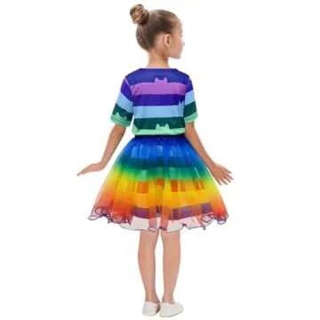 ADREIT Rainbow Tutu Dress for Girls, Birthday Girl Outfit Set Costumes with Headband and Bag Christmas Birthday Party