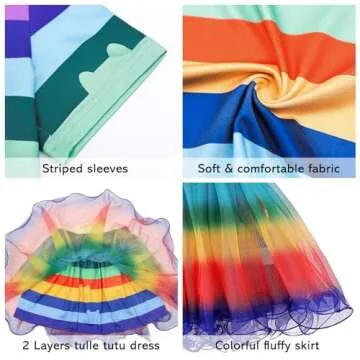 ADREIT Rainbow Tutu Dress for Girls, Birthday Girl Outfit Set Costumes with Headband and Bag Christmas Birthday Party