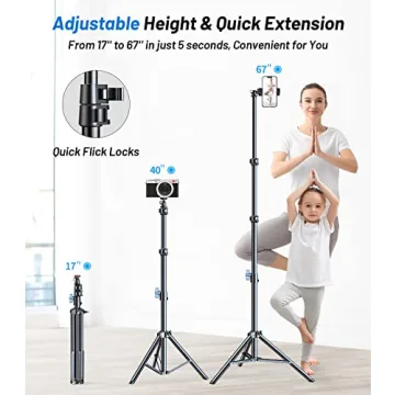 VICSEED 67" Heavy Duty Phone Tripod with Bluetooth Remote