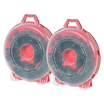 IRIS USA 24" Wreath Storage Container With Latches and Handle, 2 Pack, For Holiday Garland/Wreath, H...