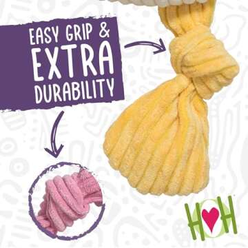 HuggleHounds Knottie Plush Dog Toy - Dog Stuffed Animal Toy, Puppy Toys, Squeaky Dog Toy for Small, Medium & Large Dogs, Durable Plush to Keep Them Busy - Bitsy Bunny, Large