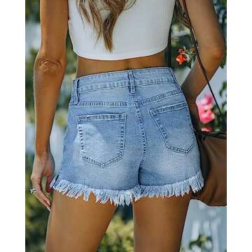 luvamia Jean Shorts for Women Stretchy High Waisted Ripped Denim Shorts Women Jean Shorts Womens Hig...