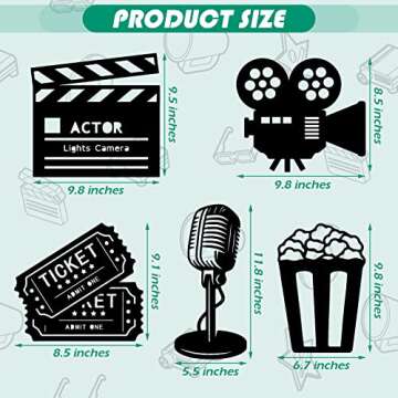 5-Piece Wooden Movie Reel Decor for Home Theater
