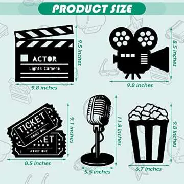 5-Piece Wooden Movie Reel Decor for Home Theater